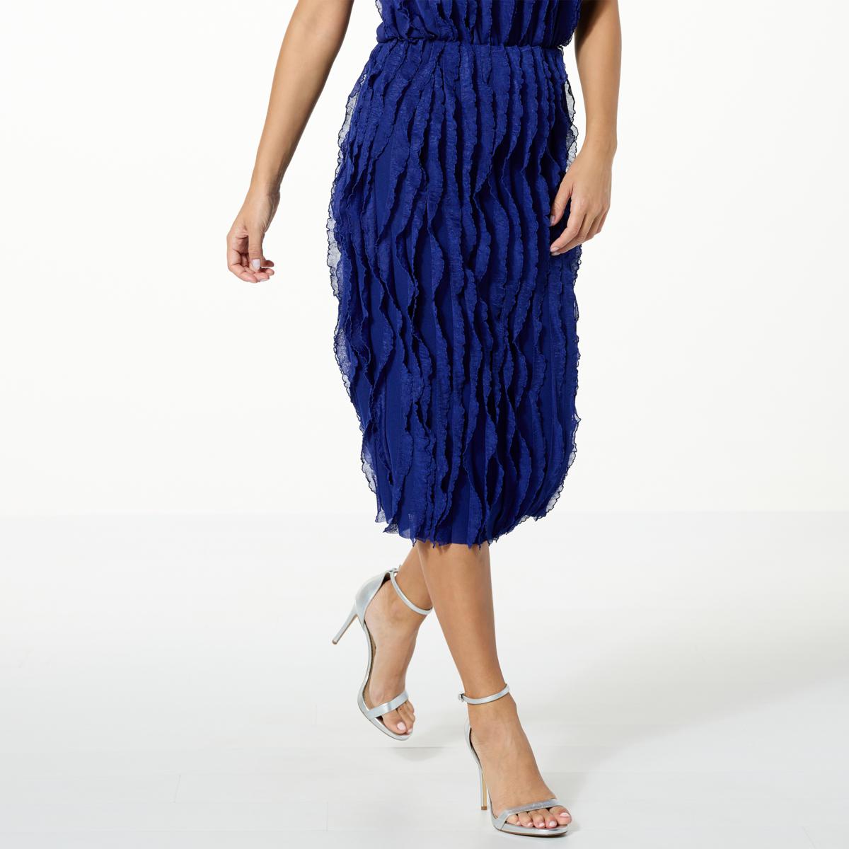 Antthony Pull On Ruffled Jersey Knit Midi Skirt Hsn