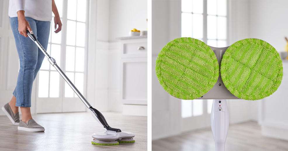 (HSN) Hover Cleaner Cordless Mop with Rotating Heads & 4 Cleaning Pads