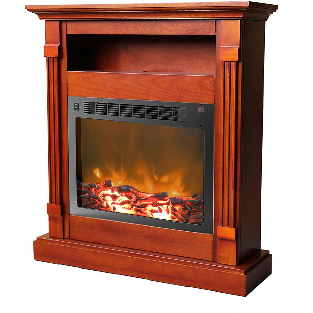 Cambridge Sienna Fireplace Mantel with Electronic Fireplace Insert - Cherry Cambridge Sienna Fireplace Mantel with Electronic Fireplace Insert - Cherry