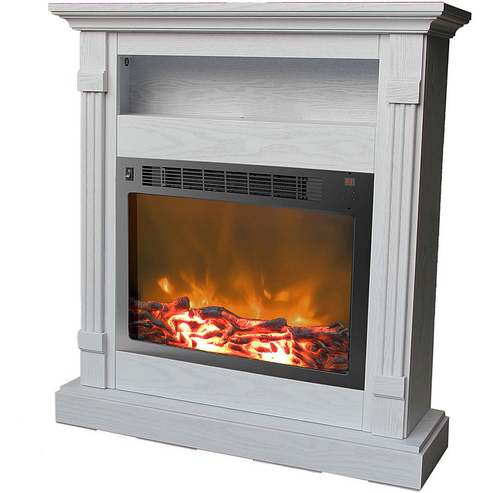 Cambridge Sienna Fireplace Mantel with Electronic Fireplace Insert - White Cambridge Sienna Fireplace Mantel with Electronic Fireplace Insert - White