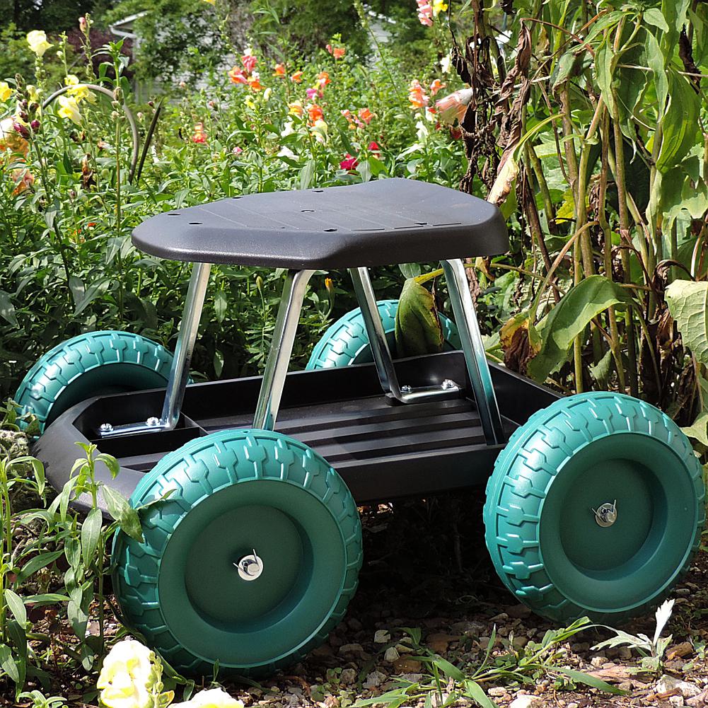 Trademark Global, Inc. Navarro Rolling Garden Work Scooter with Tool Tray Trademark Global, Inc. Navarro Rolling Garden Work Scooter with Tool Tray