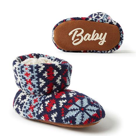 Dearfoams Infant Baby Bear Warm Up Bootie Slipper - Blue - Size 6 To 9 Months
