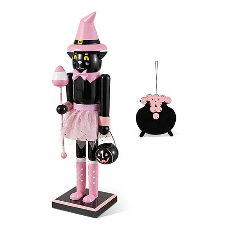 Glitzhome 18"H Halloween Wood w/Ornament Nutcracker - Greens