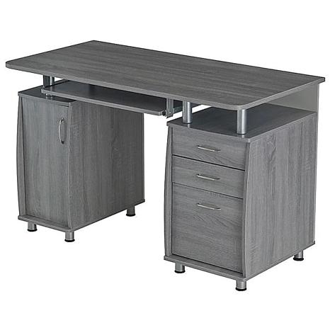 Photos - Office Desk Techni Mobili Workstation Computer Desk with Storage - Chocolate - Gray/Grey RTA-4985-GRY 