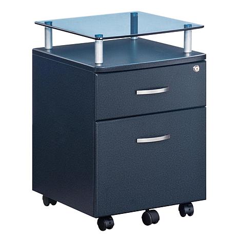 Photos - File Folder / Lever Arch File Techni Mobili Rolling File Cabinet with Glass Top RTA-S06-GPH06 