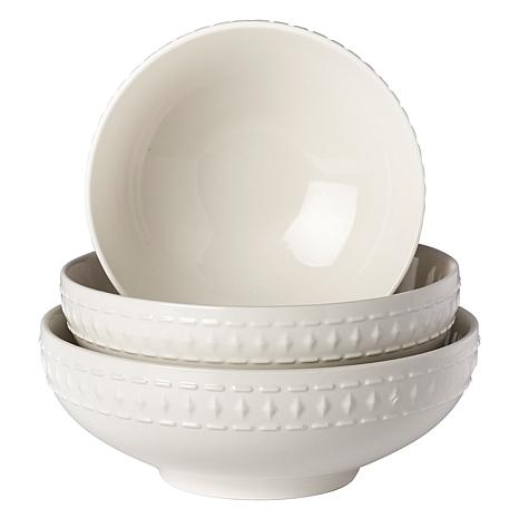 Photos - Serving Pieces Tabletops Gallery Bloom 3-Piece White Embossed Bowl Set TTU-R8109-ECM