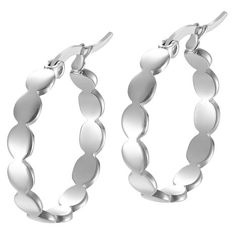 Stately Steel Wave Hoop Earrings - Metallic