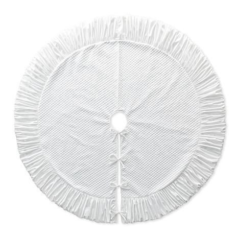 Glitzhome 60in. D Oversized Deluxe Velvet Ruffled Christmas Tree Skirt – White