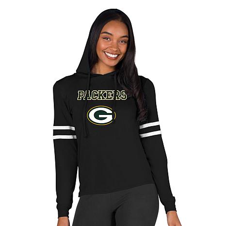 Women's Concepts Sport  Black Green Bay Packers Marathon Lightweight Lounge Pullover Hoodie