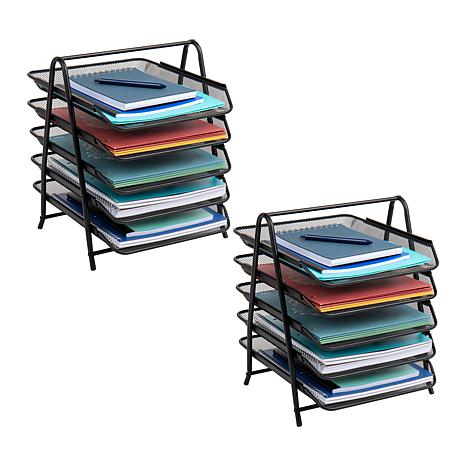 Photos - Desk Organiser Mind Reader 5-Tier Paper Tray Desktop Organizer File Storage Pack of 2 5TPAP2PK-BLK