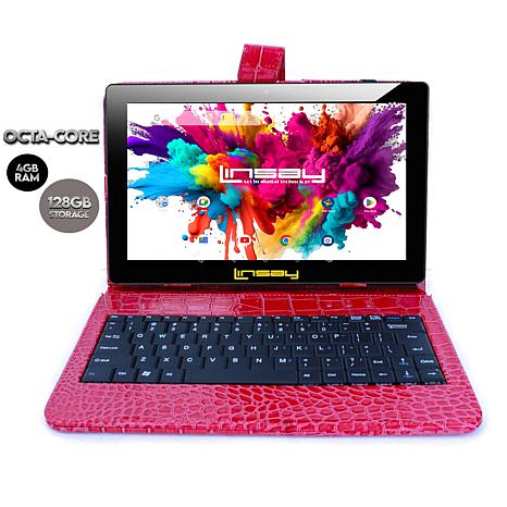 Photos - Tablet Dual LINSAY 10.1"Octa Core 128GB  Bundle with White Croco Keyboard - Red F10IPGBKCOREDW 