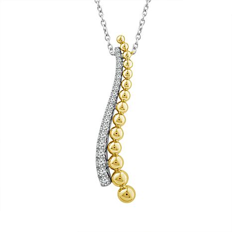 IDD 10K Two-Tone Gold 1/4ctw Diamond Wave Fashion Necklace