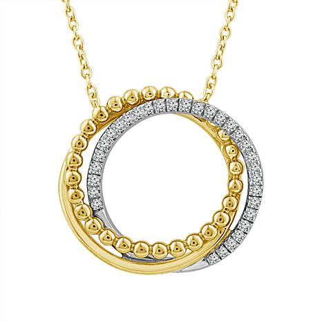 IDD 10K Two-Tone Gold 1/6ctw Diamond Circle Necklace