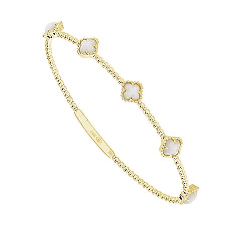 IDD 14K Yellow Gold Mother-of-Pearl Flexible Bangle Bracelet