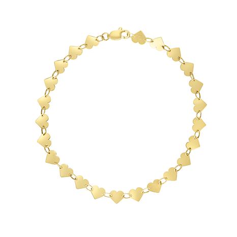 Royal Chain 14K Yellow Gold Mirrored Chain Heart Strand Bracelet