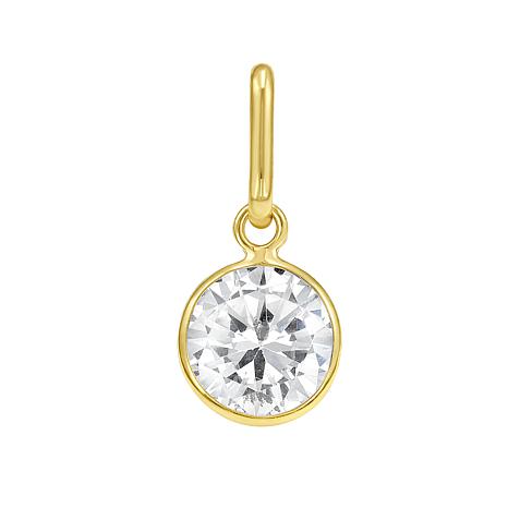 Royal Chain 14K Yellow Gold Round Clear Cubic Zirconia Pendant