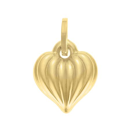 Royal Chain 14K Yellow Gold Polished Puffed Ribbed Heart Pendant