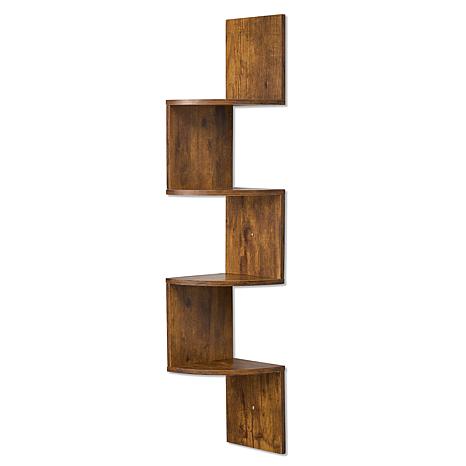 Photos - Display Cabinet / Bookcase ZAG Sorbus 5-Tier Zig  Corner Wall Shelf 40" H - Brown WD-CRN-BRW 