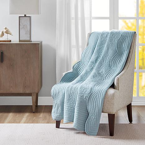 Photos - Duvet Madison Park Country Cottage Quilted Throw with Scalloped Edges 60" x 72" - Blue MP50-8385