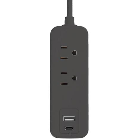 Ciao Tech 5-Foot Extendable Power Cord with Dual USB + Surge Protector - Black