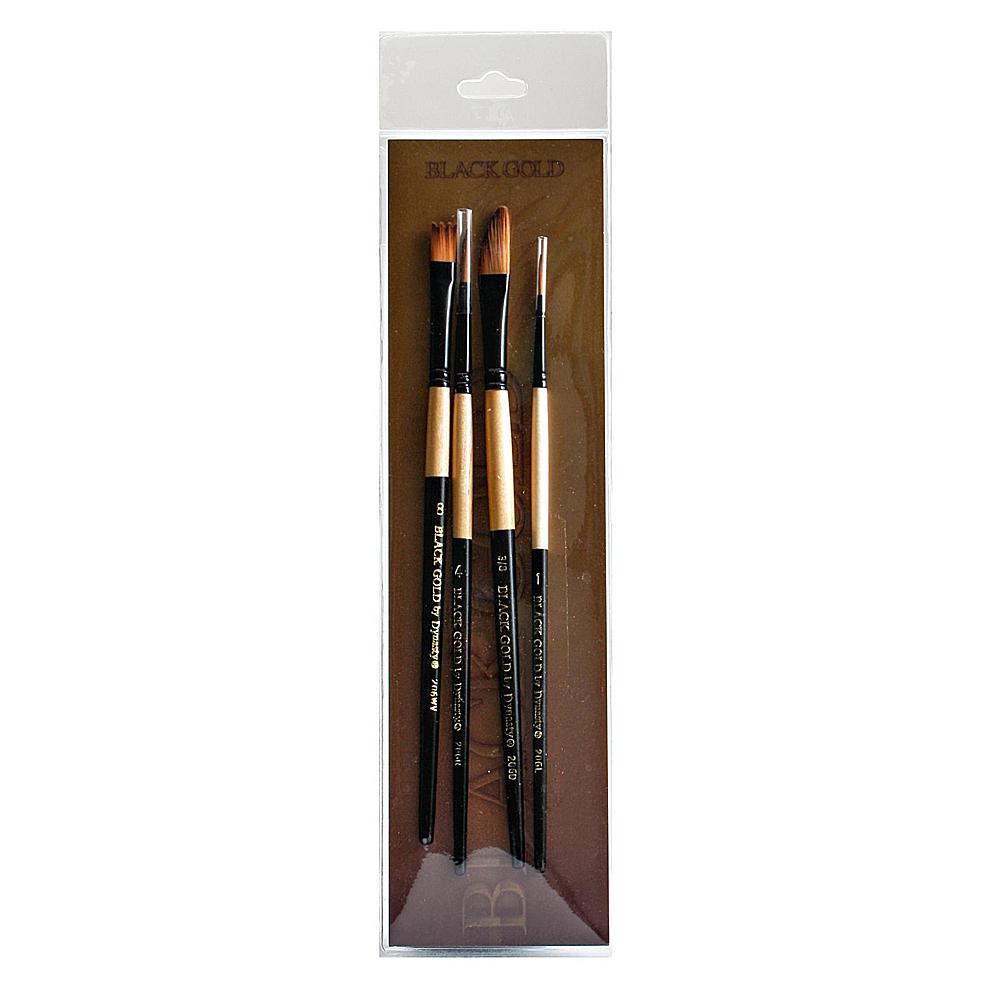 Crafts & Sewing Dynasty Black Gold Set of 4 Brushes - Landscape/Portrait Crafts & Sewing Dynasty Black Gold Set of 4 Brushes - Landscape/Portrait