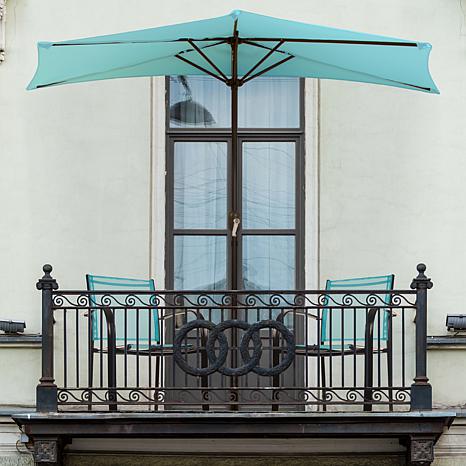Pure Garden 9' Half-Round Patio Umbrella - Blue