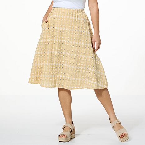 kathy ireland Fashion 360 kathy ireland® Fashion 360 Madrid Escape A-Line Skirt – Ivory/Off White – Size 3X