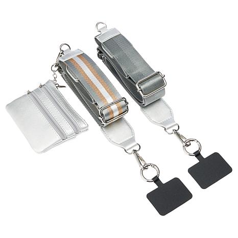 Rebecca Faith 2-pack Clip & Call Straps with Pouch - Gray Gold/White Gray