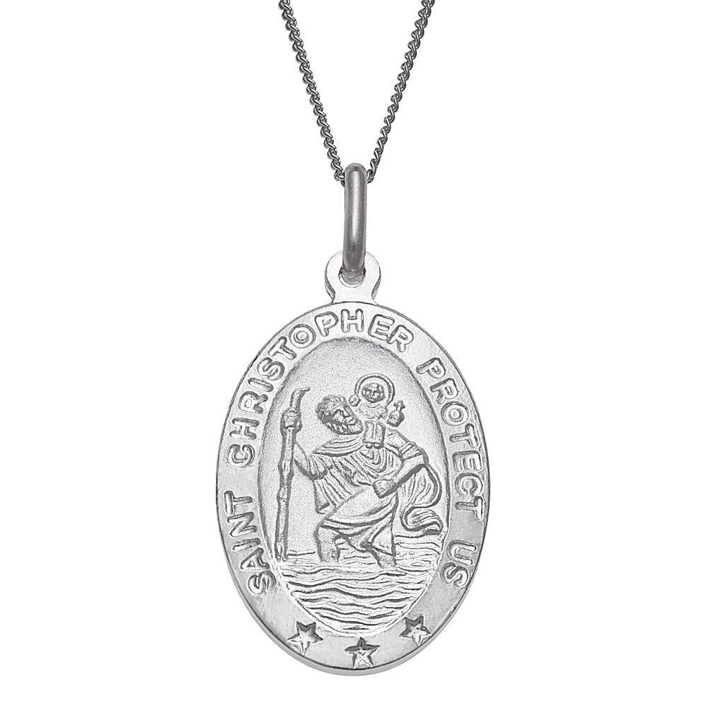 CPS Sterling Silver St. Christopher Personalized Oval Pendant with Chain CPS Sterling Silver St. Christopher Personalized Oval Pendant with Chain
