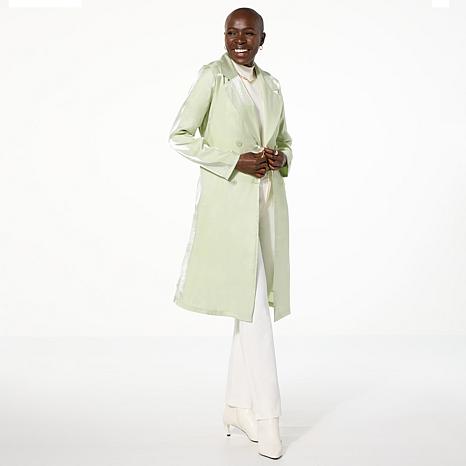 Jaclyn Smith Metallic Belted Trench Coat