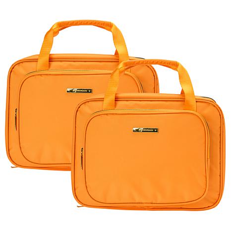 Joy Mangano JOY Light & Chic World Traveler Buy One, Get One Toiletry Cases - Orange