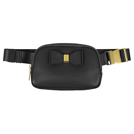 Joy Mangano Joy Luxury Beautiful Bow Leather Belt/Crossbody Bag - Metallic
