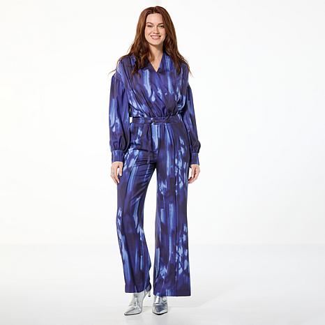 GREY by Jhoan Sebastian Grey Crepe Satin Jumpsuit - Blue - Size 3X