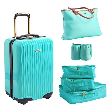 Joy Mangano Joy CleanBoss World Traveler Luxury Luggage 6-piece Designer Set - Blue