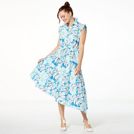 C Wonder by Christian Siriano Buttoned Asymmetric Dress – Gardenia Saltwater Slide – Size Medium