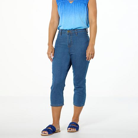 DG2 by Diane Gilman Effortless Stretch Denim Tri-Fit Capri - White - 14-16-18