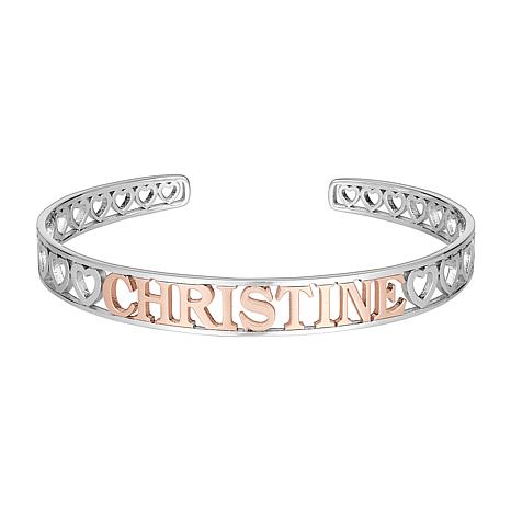 CPS Two-Tone Sterling Silver Name Cuff Bracelet - Pink