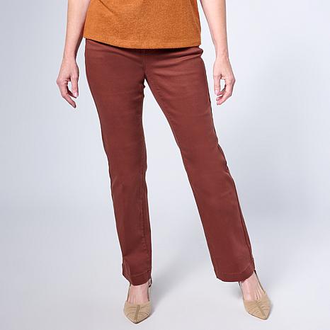 DG2 By Diane Gilman Virtual Stretch Angled Pocket Trouser Jean - Cocoa or Forest - Tan - Size 2 Tall
