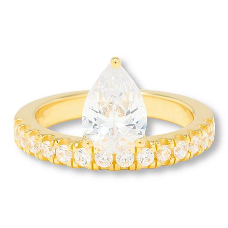 Radiance by Absolute™ 3.90ctw Pear Cut Floating Ring - Metallic - Size 10