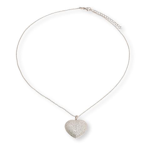 Radiance by Absolute™ Pavé Heart Pendant with 18" Chain - Metallic