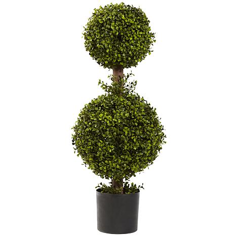 Nearly Natural 35 in. Double Boxwood Topiary