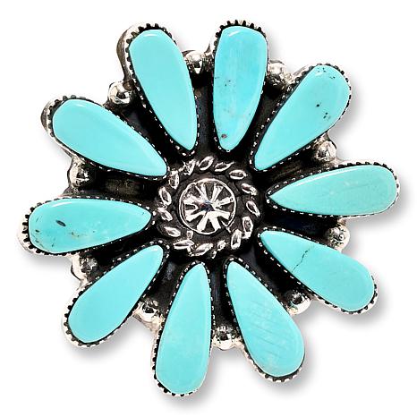 Chaco Canyon Sterling Silver Campitos Turquoise Cluster Ring - Silver