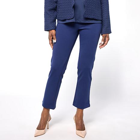 DG2 by Diane Gilman Comfort Ponte Knit Pull-On Slim Ankle Pant - Blue - Size Petite/X Large