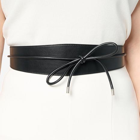 Nina Leonard Faux Leather Obi Wrap Belt - Hot Cocoa - Size Medium/Large
