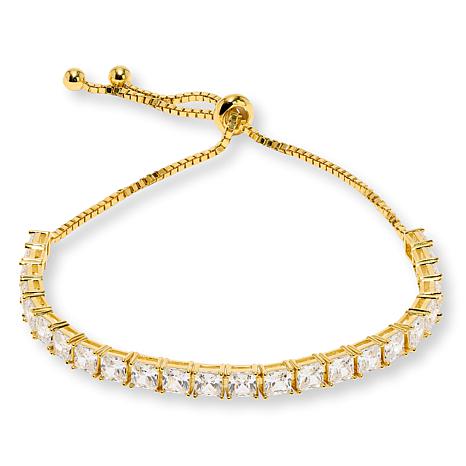 Radiance by Absolute™ 4mm Princess Cut Adjustable Tennis Bolo Bracelet - Metallic
