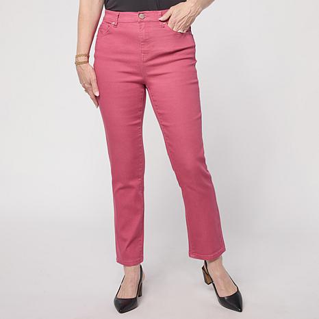 DG2 by Diane Gilman Virtual Stretch Straight Crop Jean - Fashion Color - Red - Size Petite Womans 18
