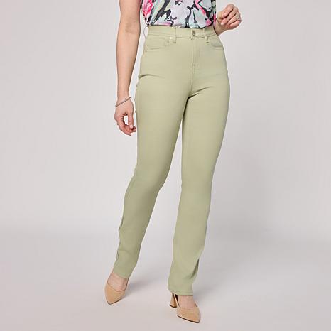 DG2 by Diane Gilman Virtual Stretch Denim Baby Bootcut Jean - Green - Size 16 Petite Womans