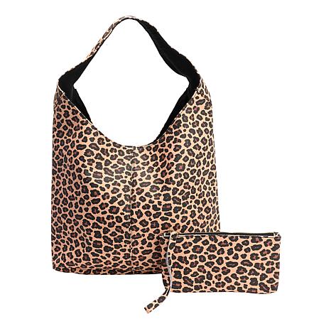 Joy Mangano Joy CleanBoss Leather Super Soft Bag & Wristlet Set - Animal