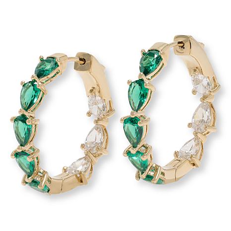 Radiance by Absolute™ x Marysol Patton Green Pear Hoop Earrings - 1" - Metallic