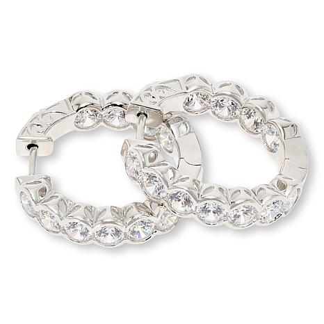 Radiance by Absolute™ Round Inside-Outside Semi Bezel Hoop Earrings - Metallic